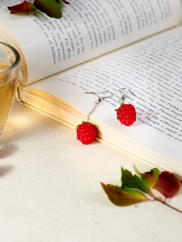 Серьги Малина на цепочке