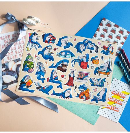 Набор стикеров Акула (Shark) No kid's