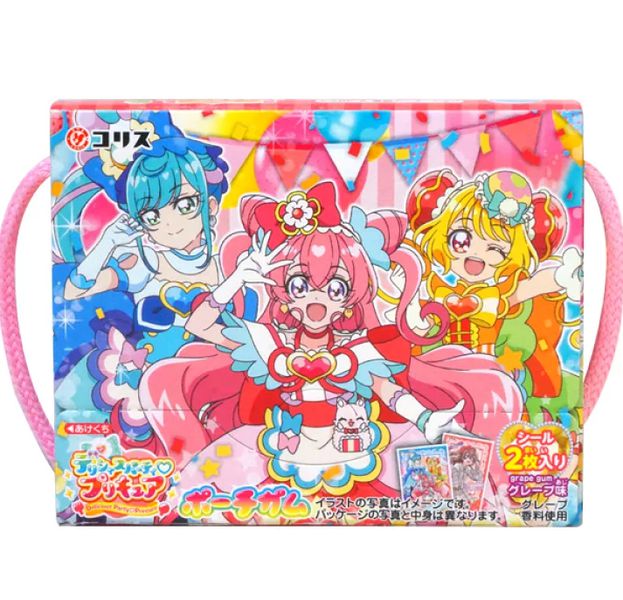 Жевательная резинка виноградная + наклейки Pretty Cure (Хорошенькое лекарство) 23 г, Coris, Япония