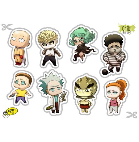 Набор наклеек Chibi Heroes 