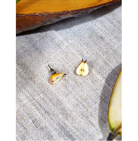 Серьги Груша половинки, гвоздики изображение 3