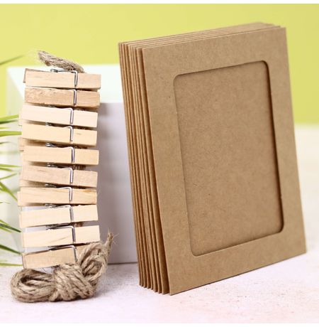 Крафтовые фоторамки Classic крафт с прищепками 9.5 х 11.5 см изображение 3