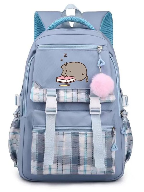 Рюкзак Кот Пушин (Pusheen Cat) голубой 45х30х13 см