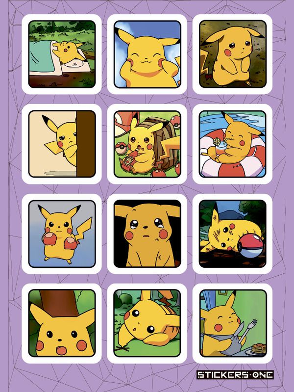 Набор стикеров Пикачу (Pikachu Pokemon) STICKERS.ONE