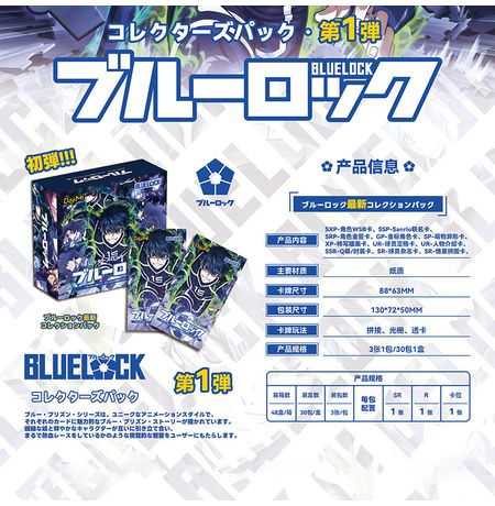 Коллекционные карточки Блю Лок, 3 штуки в бустере (Blue Lock) изображение 2