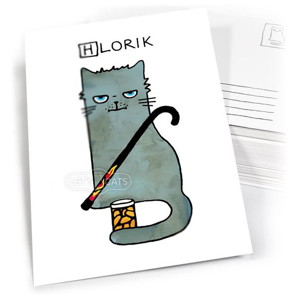Почтовая открытка Кот - Хлорик Let's Cat