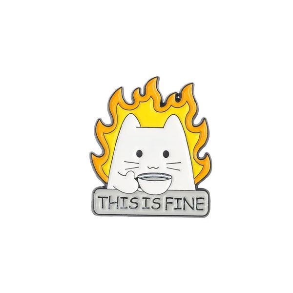 Значок Кот This is fine