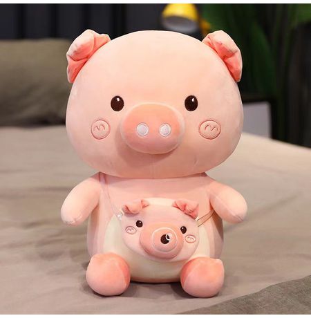 Мягкая игрушка Свинка с сумочкой, розовая 33 см изображение 2