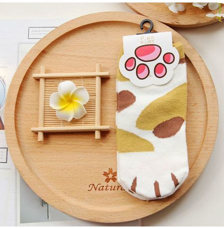 Носки Лапки котика бежевое пятно