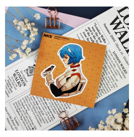 Наклейка Евангелион - Рей (Rei), стикер NKS card