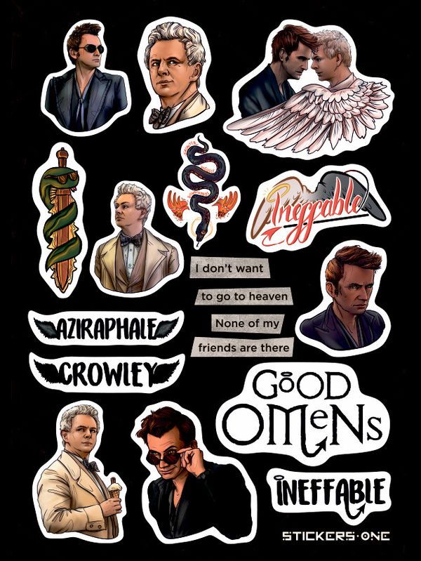 Набор стикеров Благие знамения (Good Omens)
