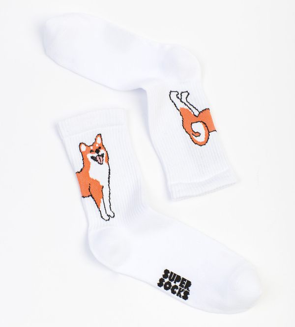 Носки SUPER SOCKS Сиба-Ину, белые (размер 35-40)