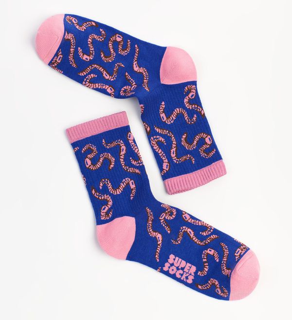Носки SUPER SOCKS Червяки, синие (размер 35-40)