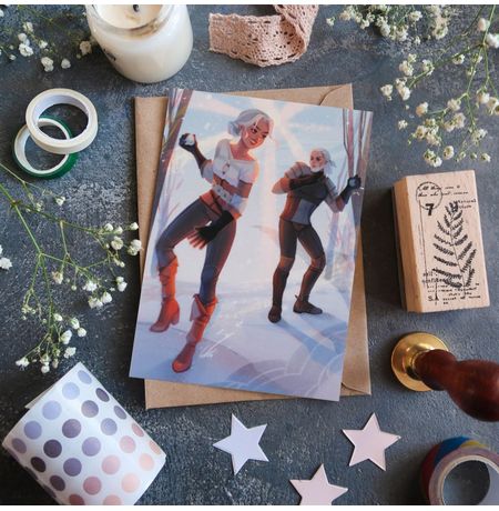 Открытка Ведьмак - Геральт и Цири 15х10,5 см