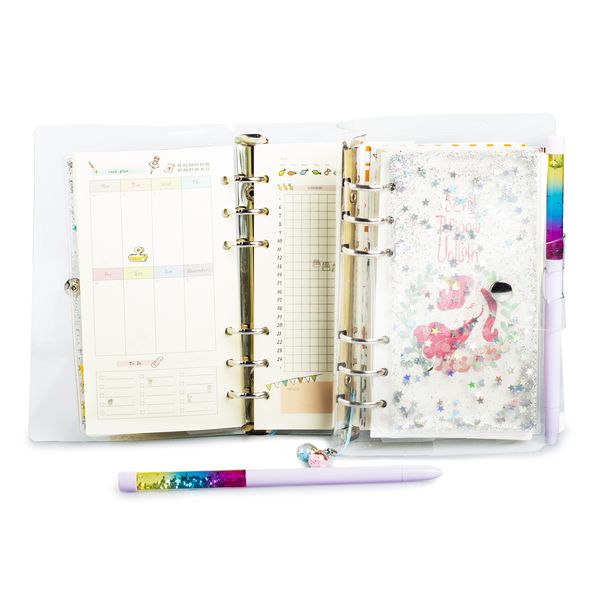 Блокнот Единорог в блестках с ручкой