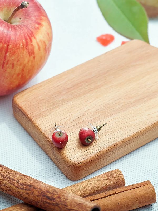 Серьги Яблоко, гвоздики изображение 3