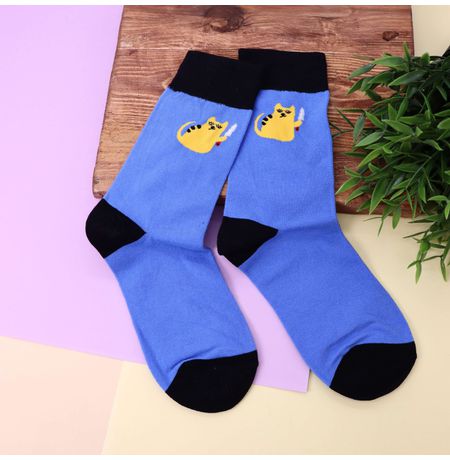 Носки Кот с ножом, голубые (размер 35-45) изображение 2
