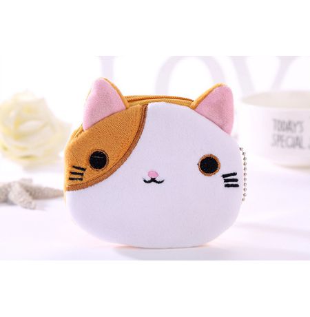 Кошелек Кошачья Мордочка белая с рыжим (плюшевый) 11х9 см