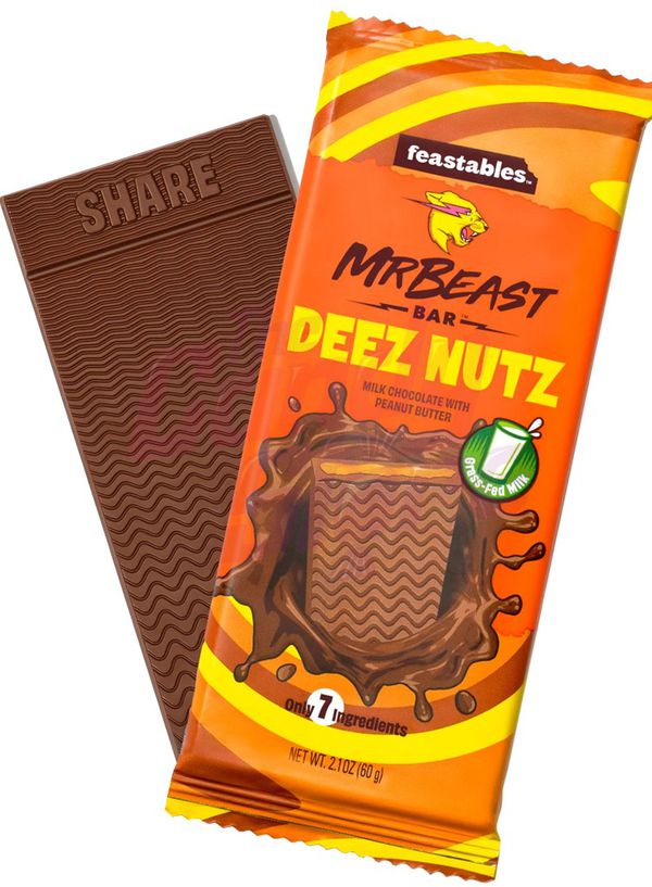 Шоколад MrBeast - Deez Nuts Feastables С арахисовой пастой 35 гр