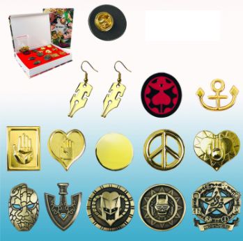 Набор значков и серьги ДжоДжо (JoJo's Bizarre Adventure)