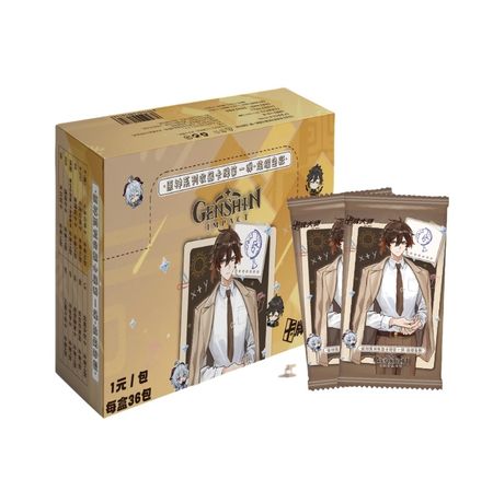 Коллекционные карточки Genshin Impact Тир 1 с Чжун Ли 5 штук в бустере (Геншин Импакт)