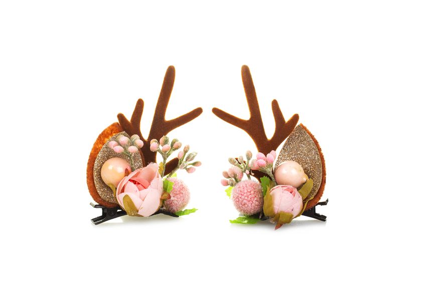 Заколки Оленьи рожки, цветы