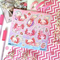 Наклейки Розовый Аксолотль (Pink Axolotl), стикеры NKS Q-Pack