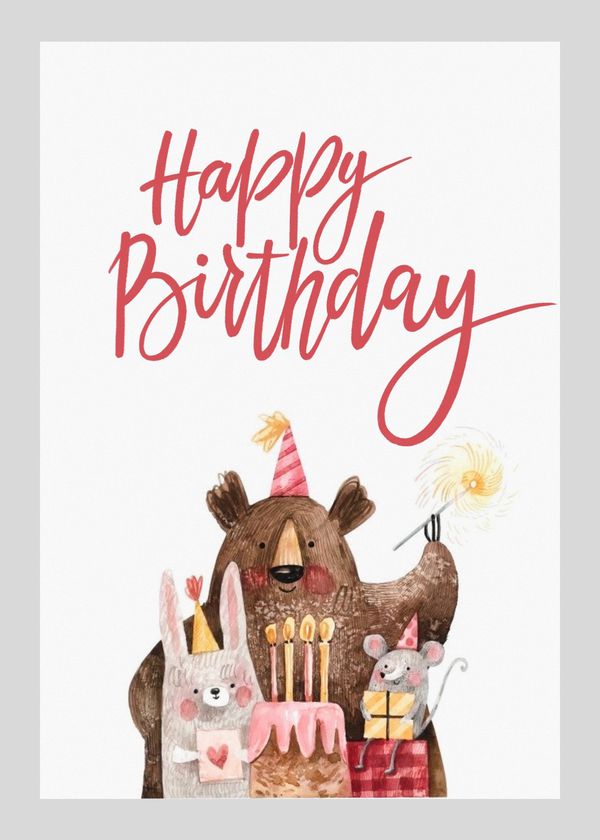 Открытка Звери - Happy Birthday