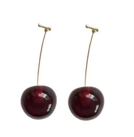 Серьги Вишенки, черный 2 см