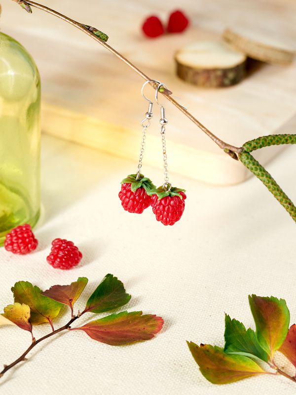 Серьги Малина на цепочке изображение 5