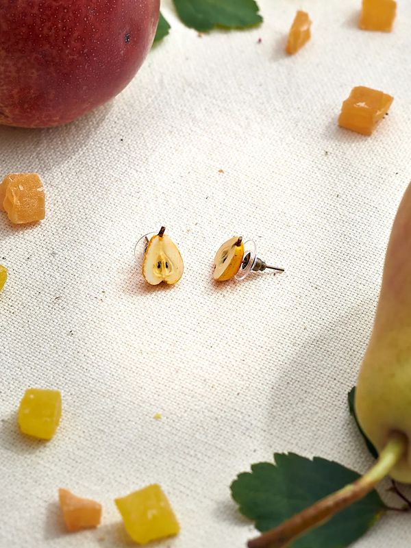 Серьги Груша половинки, гвоздики изображение 2