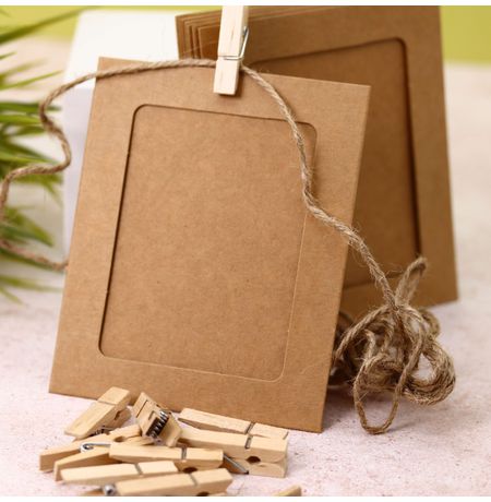 Крафтовые фоторамки Classic крафт с прищепками 9.5 х 11.5 см изображение 2