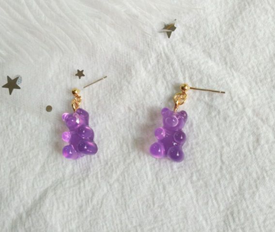 Серьги Мармеладные мишки, фиолетовый
