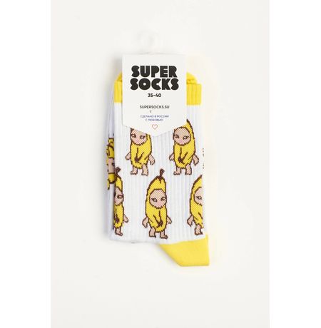 Носки SUPER SOCKS Кот-банан мем - Banana cat (размер 35-40)