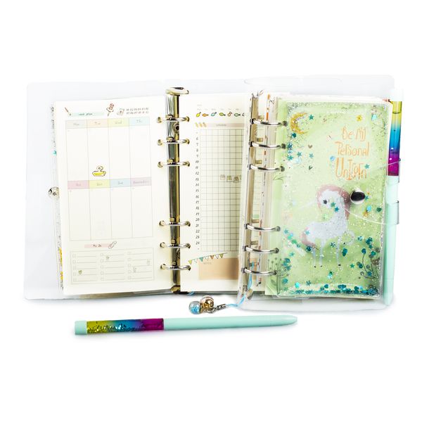 Блокнот Единорог в блестках с ручкой