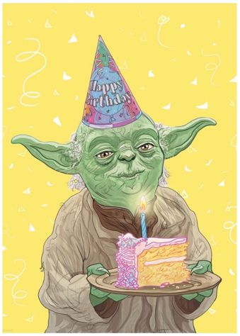 Открытка Звездные Войны - Йода с тортом (Star Wars Yoda)