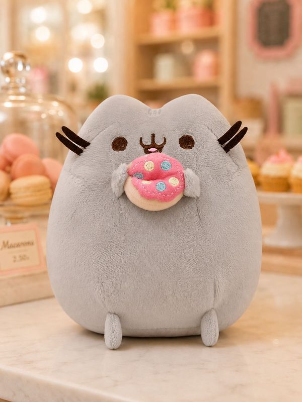 Мягкая игрушка Пушин с пончиком (Pusheen Cat) 15 см