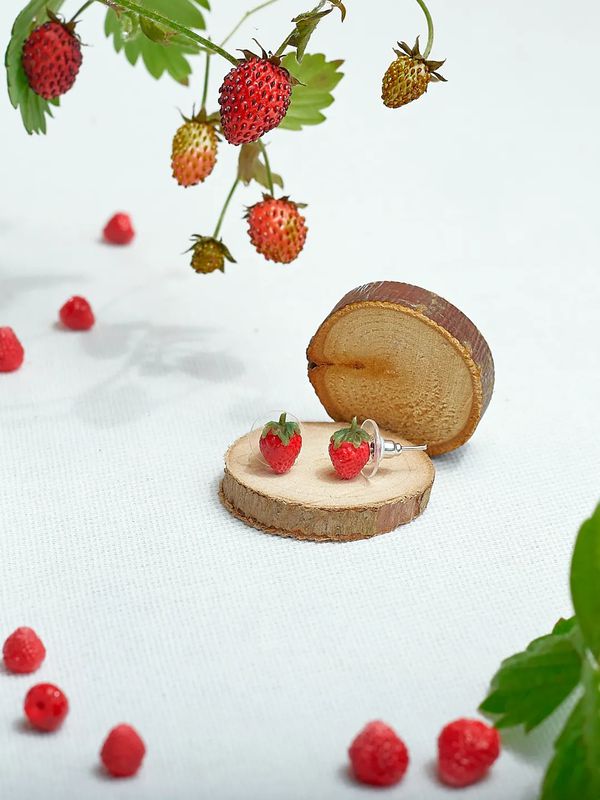 Серьги Земляника, гвоздики изображение 4