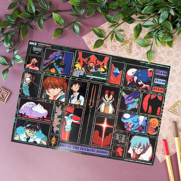 Стикеры Евангелион (Evangelion) наклейки NKS