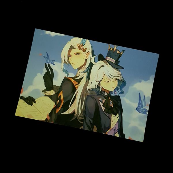 Постер Геншин Импакт - Нёвиллет и Фурина 28х41 см