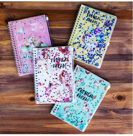 Блокнот Единорог в блестках на пружине изображение 2