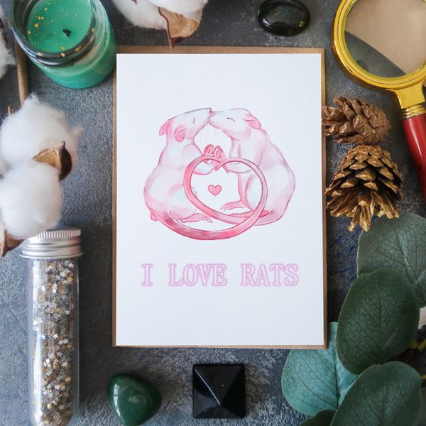 Открытка I Love Rats