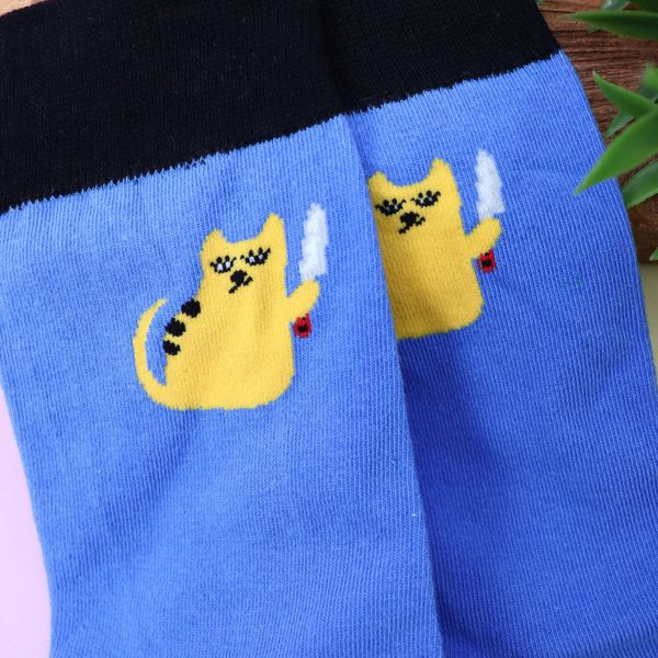 Носки Кот с ножом, голубые (размер 35-45) изображение 3