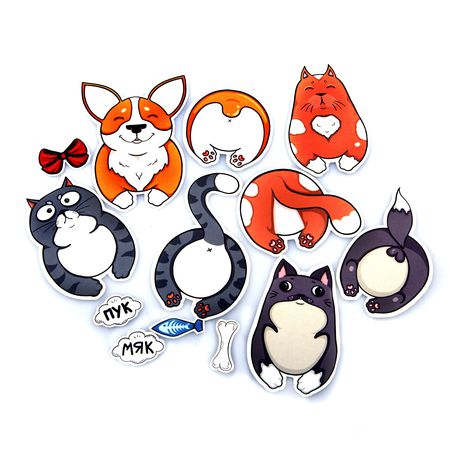 Стикеры Корги и Котики попки