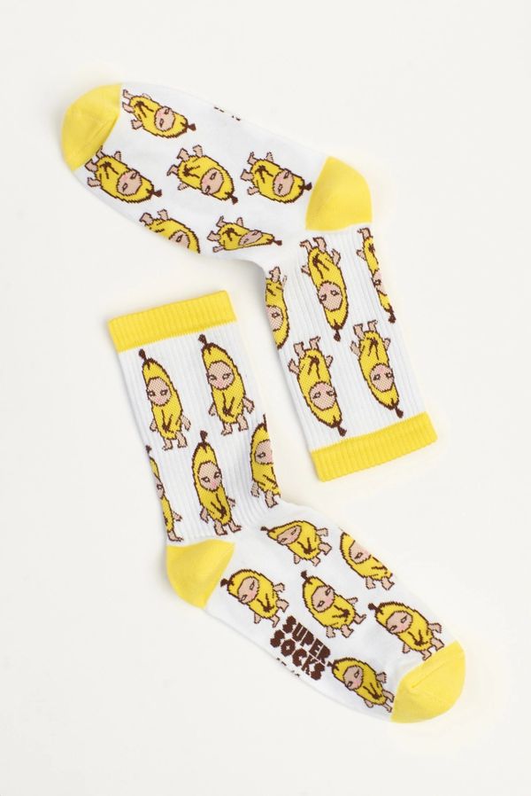Носки SUPER SOCKS Кот-банан мем - Banana cat (размер 35-40) изображение 2