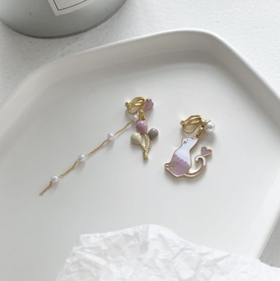 Серьги Кот и воздушные шары, ассиметричные изображение 2