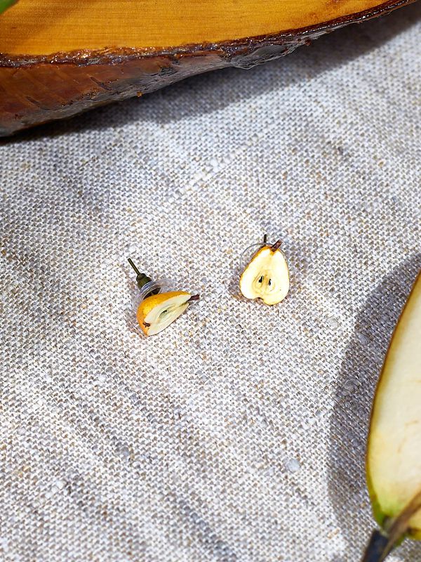 Серьги Груша половинки, гвоздики изображение 3