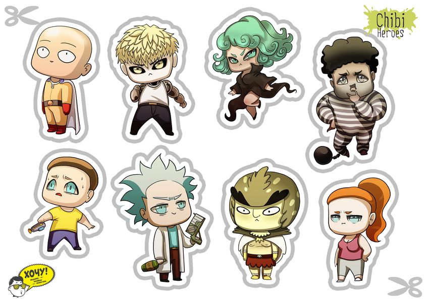 Набор наклеек Chibi Heroes 