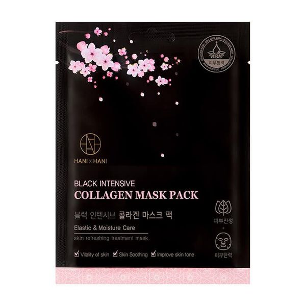 Маска для лица HANIxHANI Black Intensive Collagen Mask, тканевая