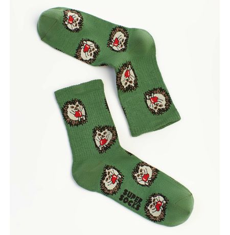 Носки SUPER SOCKS Ёжик паттерн зеленые (размер 35-40)